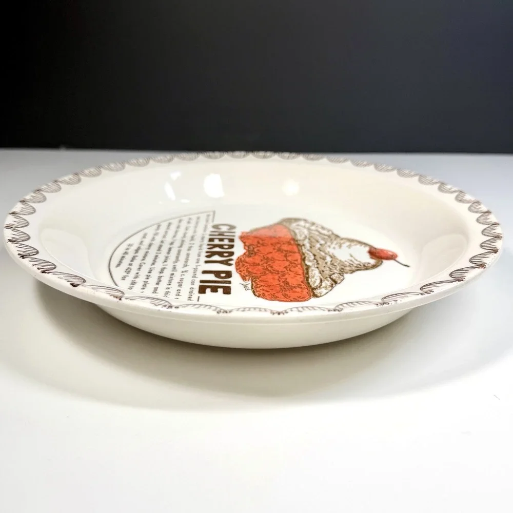 Vintage Cherry Pie Recipe Pie Plate DEE Signed 10.25